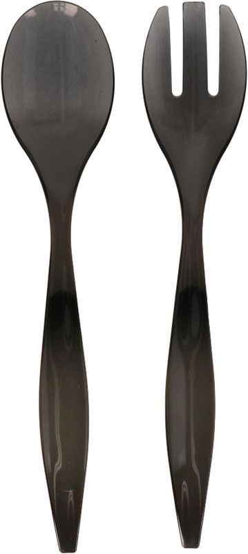 5Five Sla bestek/couvert - 2 delig - grijs - kunststof - 29 cm - saladebestek/slacouvert - opscheplepels fruit/groente