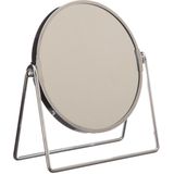 Dubbele make-up spiegel/scheerspiegel op voet 19 x 8 x 21 cm zilver - Badkamer scheerspiegels op standaard