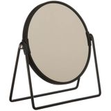 Dubbele make-up spiegel/scheerspiegel op voet 19 x 8 x 21 cm zwart - Badkamer scheerspiegels op standaard