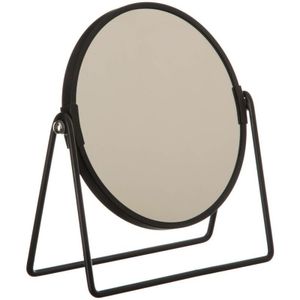 Dubbele make-up spiegel/scheerspiegel op voet 19 x 8 x 21 cm zwart - Badkamer scheerspiegels op standaard