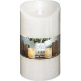 Atmosphera Led stompkaars - 1x stuks - Warm licht - Wit - 10 x 20 cm