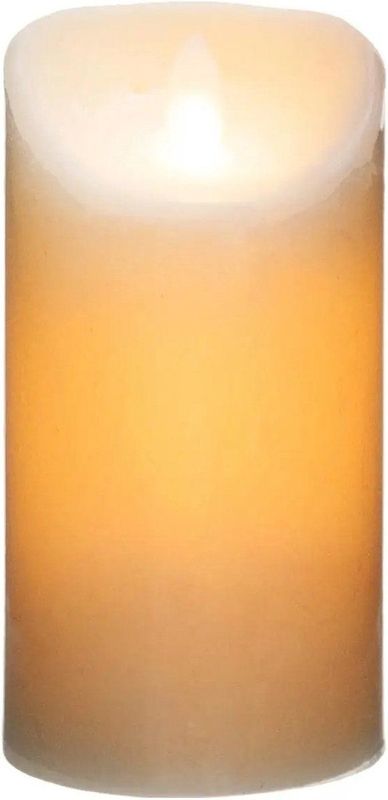 Atmosphera Led stompkaars - 1x stuks - Warm licht - Wit - 10 x 20 cm