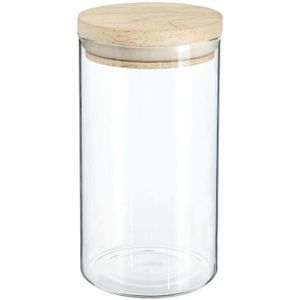 Voorraadbus/voorraadpot 1L glas met houten deksel - Voorraadpot