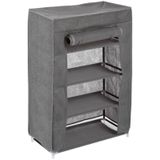 5Five Schoenenrek/schoenenkast - grijs - 8x paar schoenen - kunststof - 59 x 29 x 89 cm - mobiele kast - afsluitbaar