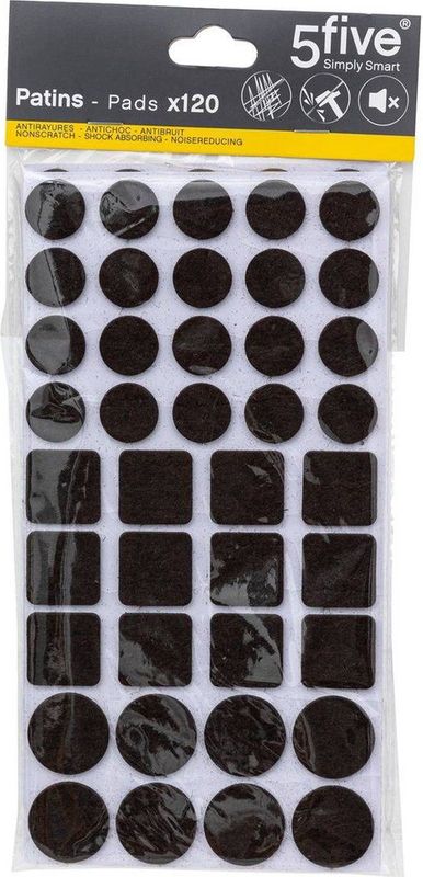 5Five meubel/vloerbeschermers - 120-delig - bruin - zelfklevend - meubelviltjes