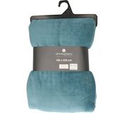 Grote Fleece deken/fleeceplaid blauwgrijs 180 x 230 cm polyester