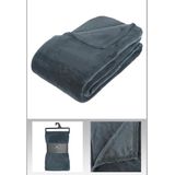 Grote Fleece deken/fleeceplaid blauwgrijs 180 x 230 cm polyester