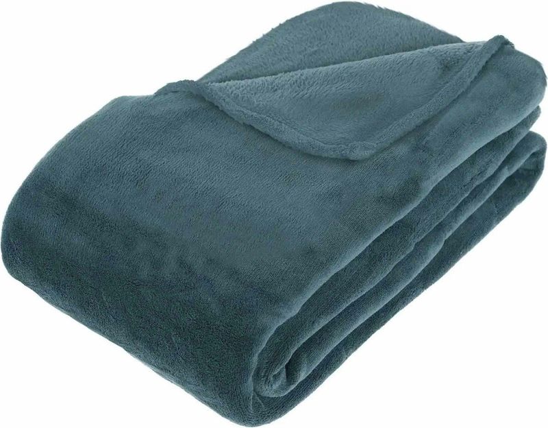 Grote Fleece deken/fleeceplaid blauwgrijs 180 x 230 cm polyester