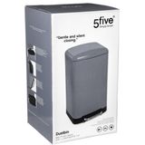 5Five Prullenbak/pedaalemmer - grijs - metaal - 30 liter - 34 x 32 x 61 cm - keuken