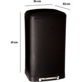 5Five Vuilnisemmer Metaal - Zwart - 35 x 32 x 62 cm - 30 l