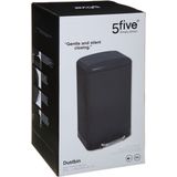 5Five Vuilnisemmer Metaal - Zwart - 35 x 32 x 62 cm - 30 l