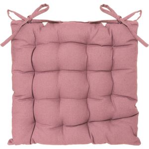 Atmosphera Stoelkussen Loria roze - 38 x 38 cm - Met 2 lintjes - 100% katoen