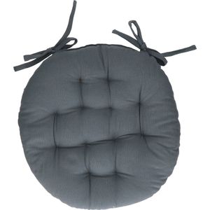 Atmosphera Stoelkussen rond - blauwgrijs - katoen -38x6.5cm- zitkussen