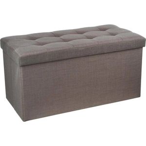 Atmosphera Poef/hocker/voetenbankje - opbergbox - donkergrijs - PU/MDF - 76 x 38 x 38 cm - opvouwbaar