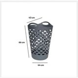5Five Flexibele wasmand/opbergmand - rond - grijs - 60 liter - D41 x H66 cm