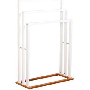 5Five Handdoekhouder Bamboe op voet Wit - H82 CM