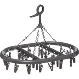 Droogcarrousel/droogmolen donker grijs met 24 knijpers 45 x 33 cm van kunststof - Droogrekje