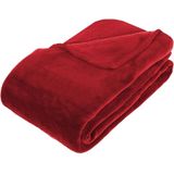 Grote Fleece deken/fleeceplaid rood 180 x 230 cm polyester