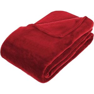 Grote Fleece deken/fleeceplaid rood 180 x 230 cm polyester