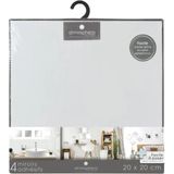 5Five Plak spiegels tegels - 4x stuks - glas - zelfklevend - 20 x 20 cm - vierkantjes - muur/deur/wand