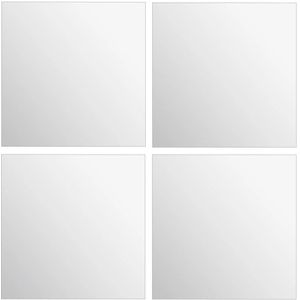 5Five Plak spiegels tegels 4x stuks glas zelfklevend vierkantjes muur/deur/wand