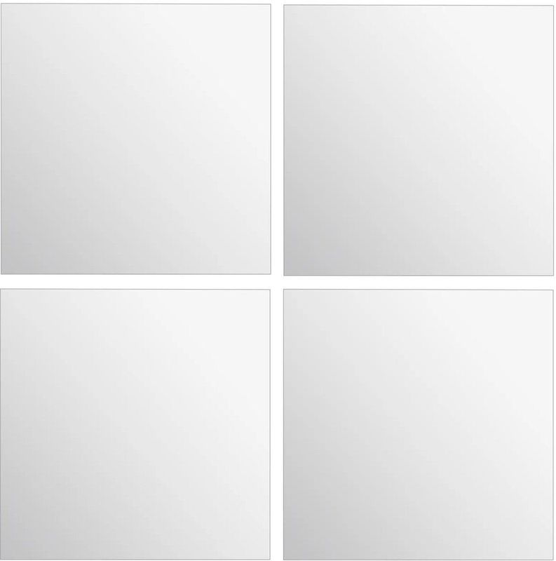 5Five Plak spiegels tegels 4x stuks glas zelfklevend vierkantjes muur/deur/wand