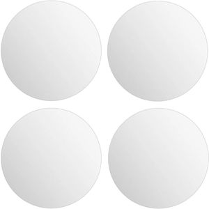 5Five Plak spiegels tegels - 4x stuks - glas - zelfklevend - 20 x 20 cm - rondjes - muur/deur/wand