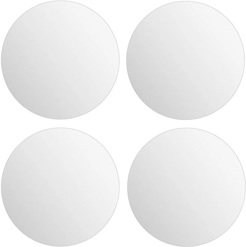 5Five Plak spiegels tegels - 4x stuks - glas - zelfklevend - 30 x 30 cm - rondjes - muur/deur/wand