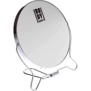 Dubbele make-up spiegel/scheerspiegel op standaard 14 cm - Badkamer spiegels op voet rond