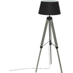 Staande lamp - Vloerlamp - Stalamp - Woonkamer - Tripod - Driepoot - Modern - Atmosphera - Grijs/Bruine voet - Zwarte kap - Hoogte 145 cm.