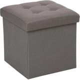 Atmosphera Poef/hocker/voetenbankje - opbergbox - donkergrijs - PU/MDF - 38 x 38 cm - opvouwbaar