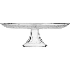 Taartplateau Renaissance - glas - 9 x 29 cm - op voet - gebakjes