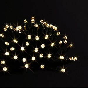 Kerstverlichting - warm wit - 7 meter - 96 led lampjes - zwart snoer - op batterijen - Kerstverlichting kerstboom