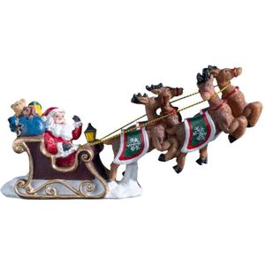 Feeric christmas kerstfiguurtje/kerstbeeldje kerstman in slee - 14,5cm