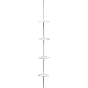 Doucherekje/badkamerrekje hoek telescopische stang met 4 lagen 200 - 250 cm - Opberg rekjes voor shampoo/douchegel