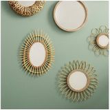 Atmosphera Wandspiegel - bloem - rotan - D50 cm - bohemian/boho spiegel