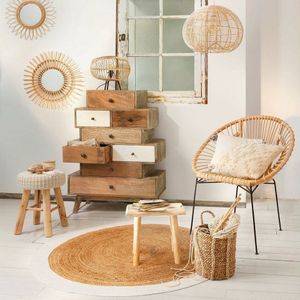Ronde decoratieve spiegel - hout - 60 cm