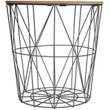 Bijzettafel - Zwart metalen draadmand - D. 39,5 cm - H. 41 cm