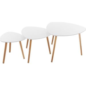 ATMOSPHERA CREATEUR D'INTERIEUR ATM-157052A Atmosphera koffietafel Mileo, wit en natuurlijk hout, 34 x 35 cm