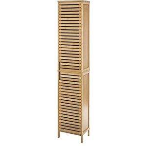 5Five Kolomkast - hoog - 33 x 28 x 168 cm - bamboe - bruin - badkamerkast - badkamer meubel