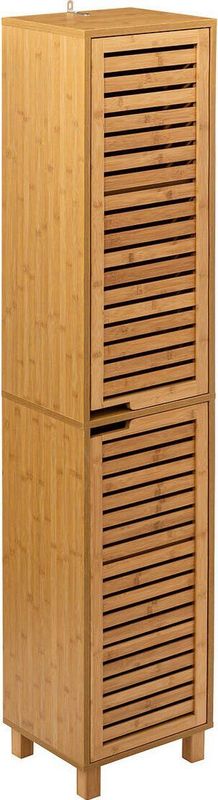 5Five Kolomkast - hoog - 33 x 28 x 168 cm - bamboe - bruin - badkamerkast - badkamer meubel