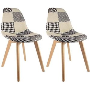 Scandinavische stoel - patchwork - zwart en wit