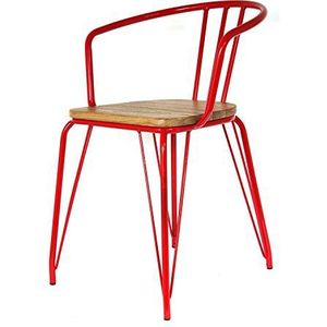 THE HOME DECO FACTORY Arnold metalen fauteuil - H. 72,5 cm - Rood