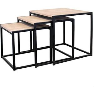 THE HOME DECO FACTORY HD3845 Tables Carrée Bois/Noir 48 x 48 x 15 cm