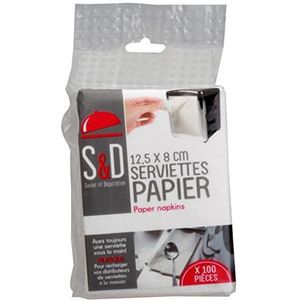 SAVEUR ET Degustation KA1210 papieren servetten, 100 stuks, wit, 8 x 12,5 x 0,2 cm