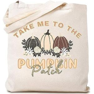 942 Canvas Tote Bag Thanksgiving Take Me To The Pumpkin Patch Strand Tassen Mode Schoudertassen Meisjes Vrouwen Tote Bag, Voor Strand, Vakantie, Canvas draagtas 721, 38x41cm