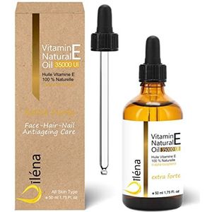 Oïléna - Veganistische vitamine E-olie, 100% natuurlijk, anti-aging gezichtsverzorging, make-up remover, vochtinbrengende crème voor lichaam, haar, nagels, handverzorging, collageenbooster, 50 ml