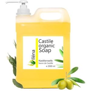 Oïléna - Castille biologische vloeibare zeep, met biologische olijfolie, natuurlijke shampoo, zonder parabenen, siliconen, veganistisch, 2000 ml