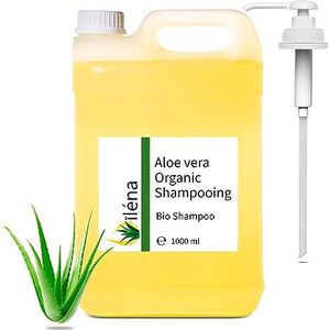 Natuurlijke en biologische shampoo met aloë vera en arganolie, 1000 ml, anti-haaruitvalshampoo met vitaminen en keratine voor droog en beschadigd haar, sulfaatvrij en siliconenvrij