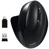 Port Connect - Ergonomische Draadloze Muis - Zwart - Oplaadbaar - 1600 DPI